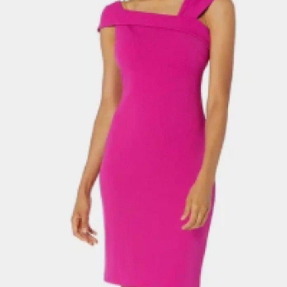 Vince Camuto Pink Asymmetrical Neckline Bodycon Dress Size 2